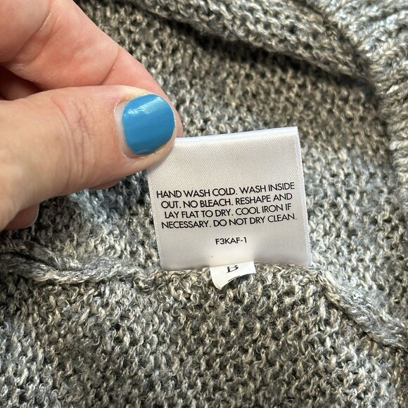 Eileen Fisher Karma Sweater M Silver Gray Metallic Italian Linen Blend Coastal - Picture 12 of 12
